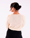 KRIOS - Beige Long Sleeve V-Neck Top