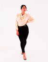 KRIOS - Beige Long Sleeve V-Neck Top