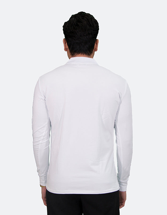 KRIOSWEAR - White Long Sleeve Polo Shirt